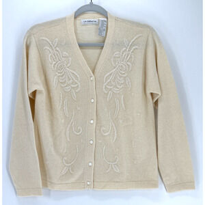 VTG Liz Claiborne Cardigan Petite Small Angora Beaded Cardigan Cottage Dainty